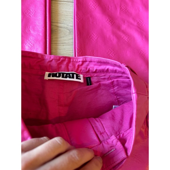 ROTATE Birger Christensen 'Rotie' Monogram Faux Leather Pink Pants - Picture 13 of 14